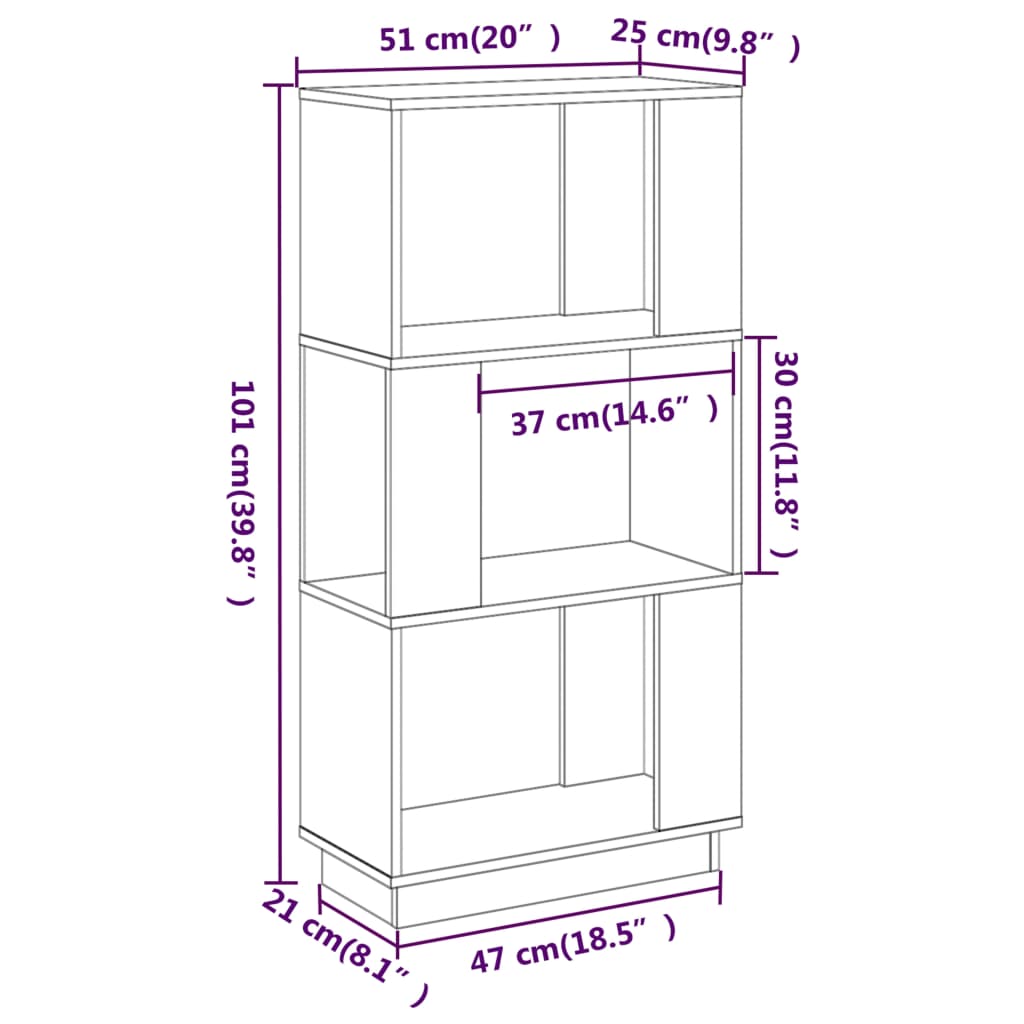 Boekenkast/Kamerscherm 5X25X0 Cm Massief Grenenhout Grijs