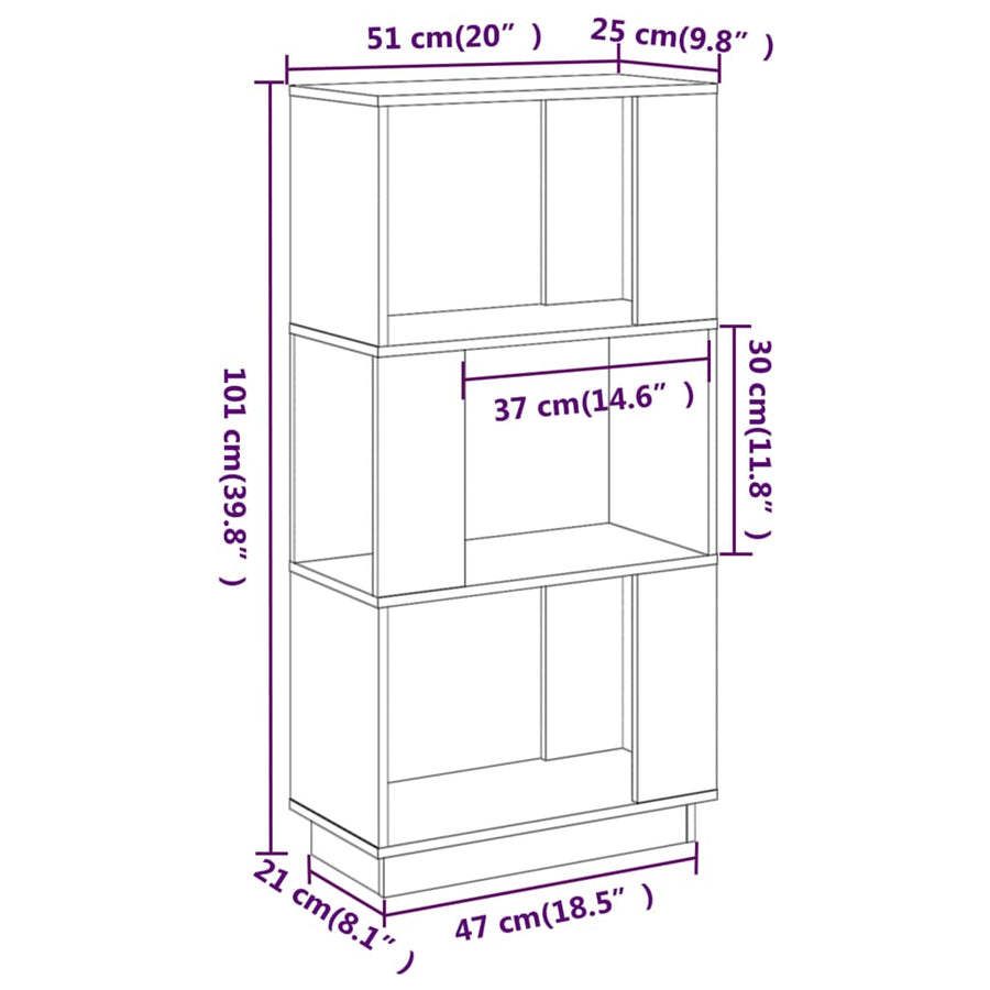 Boekenkast/Kamerscherm 5X25X0 Cm Massief Grenenhout Grijs