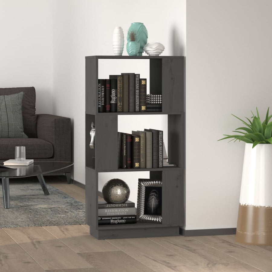 Boekenkast/Kamerscherm 5X25X0 Cm Massief Grenenhout Grijs