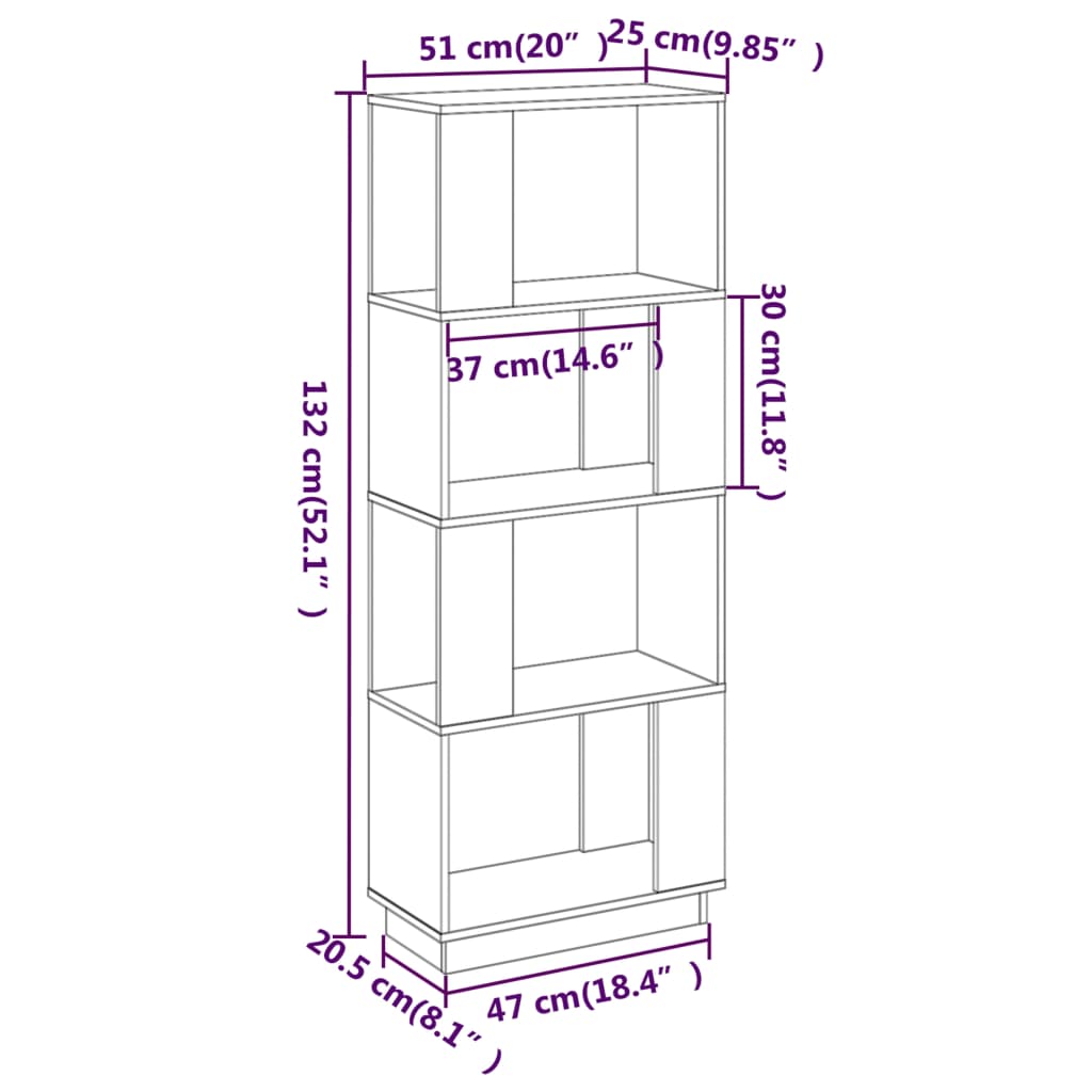 Boekenkast/Kamerscherm 51X25X132 Cm Massief Grenenhout Wit