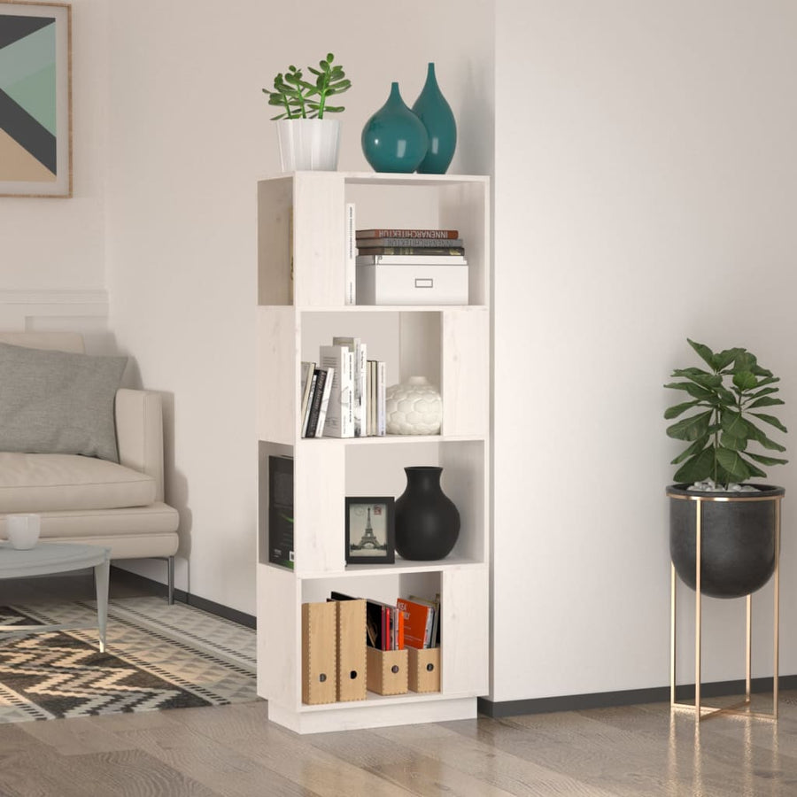 Boekenkast/Kamerscherm 51X25X132 Cm Massief Grenenhout Wit