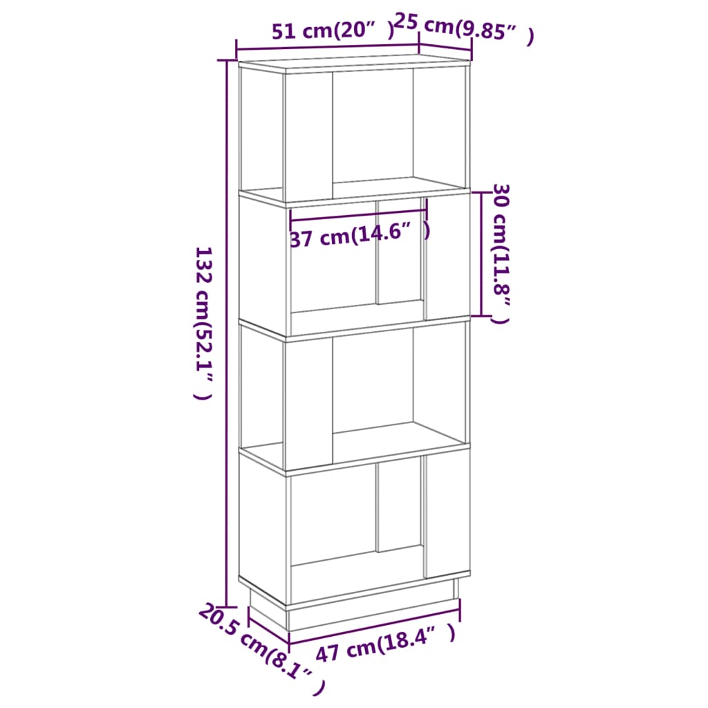 Boekenkast/Kamerscherm 5X25X32 Cm Grenenhout Honingbruin
