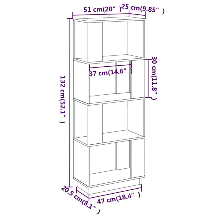 Boekenkast/Kamerscherm 5X25X32 Cm Grenenhout Honingbruin