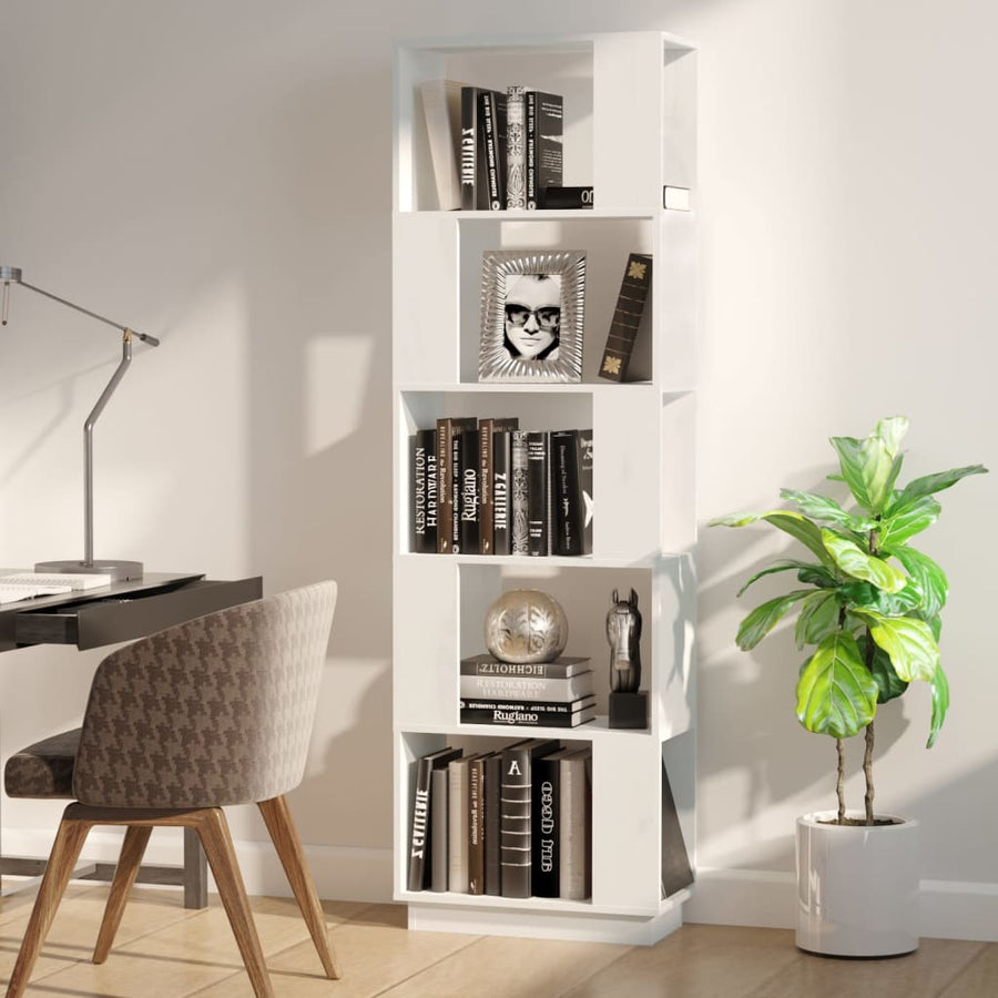 Boekenkast/Kamerscherm 51X25X163,5 Cm Massief Grenenhout Wit
