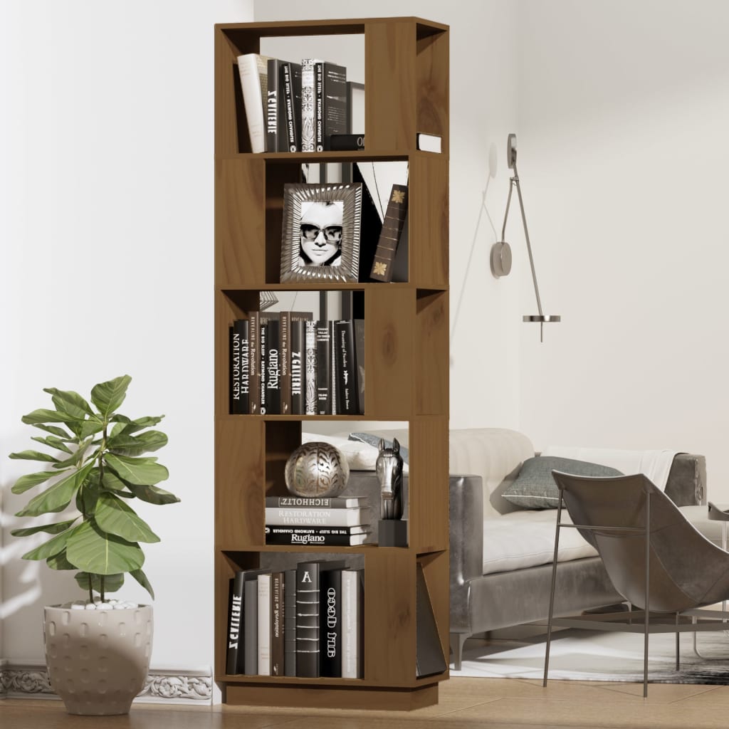 Boekenkast/Kamerscherm 5X25X63,5 Cm Grenenhout Honingbruin
