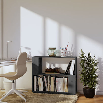 Boekenkast/kamerscherm 80x25x70 cm massief grenenhout grijs Grijs