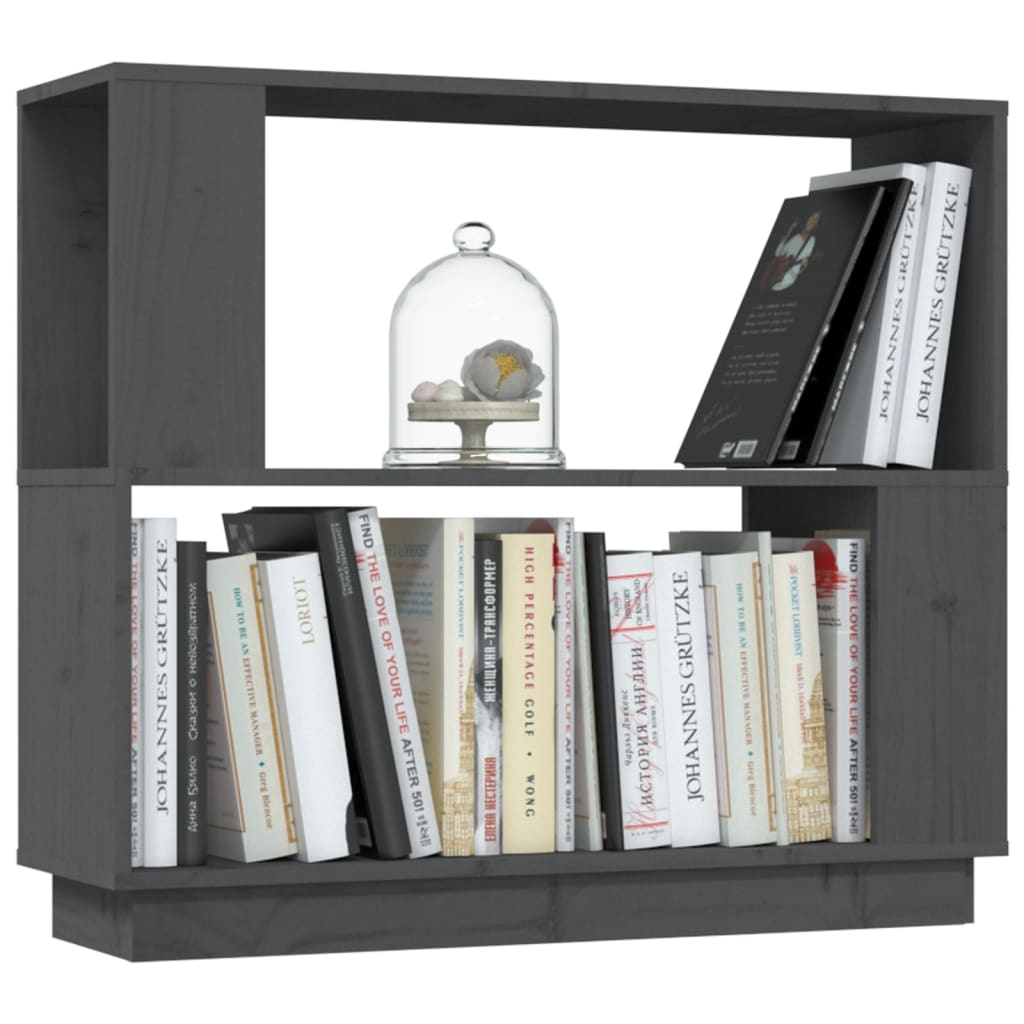 Boekenkast/kamerscherm 80x25x70 cm massief grenenhout grijs Grijs