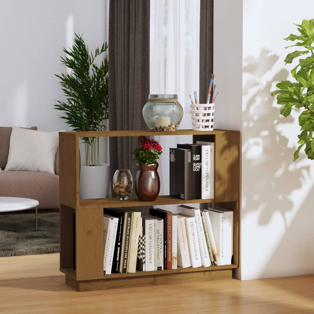 Boekenkast/kamerscherm 80x25x70 cm massief hout honingbruin