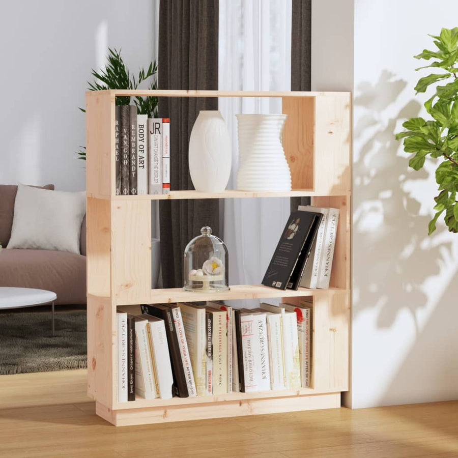 Boekenkast/Kamerscherm 80X25X0 Cm Massief Grenenhout Naturel