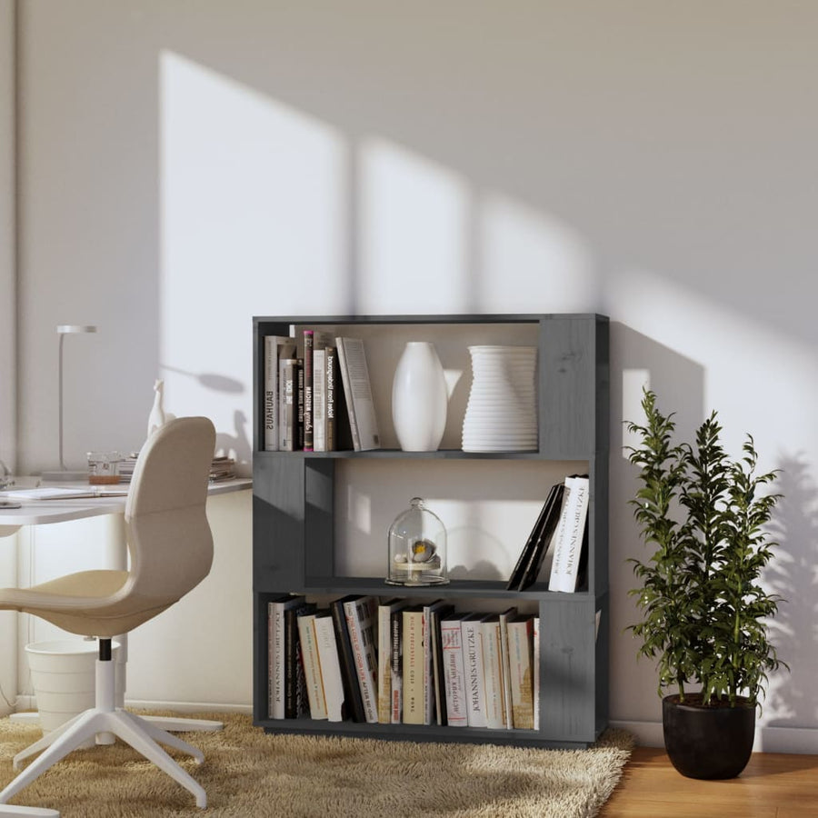Boekenkast/Kamerscherm 80X25X0 Cm Massief Grenenhout Grijs