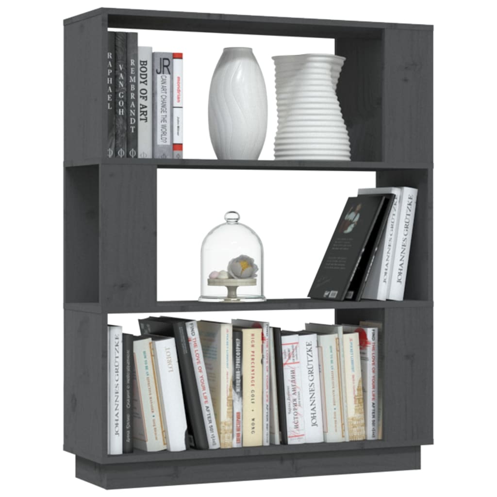 Boekenkast/Kamerscherm 80X25X0 Cm Massief Grenenhout Grijs