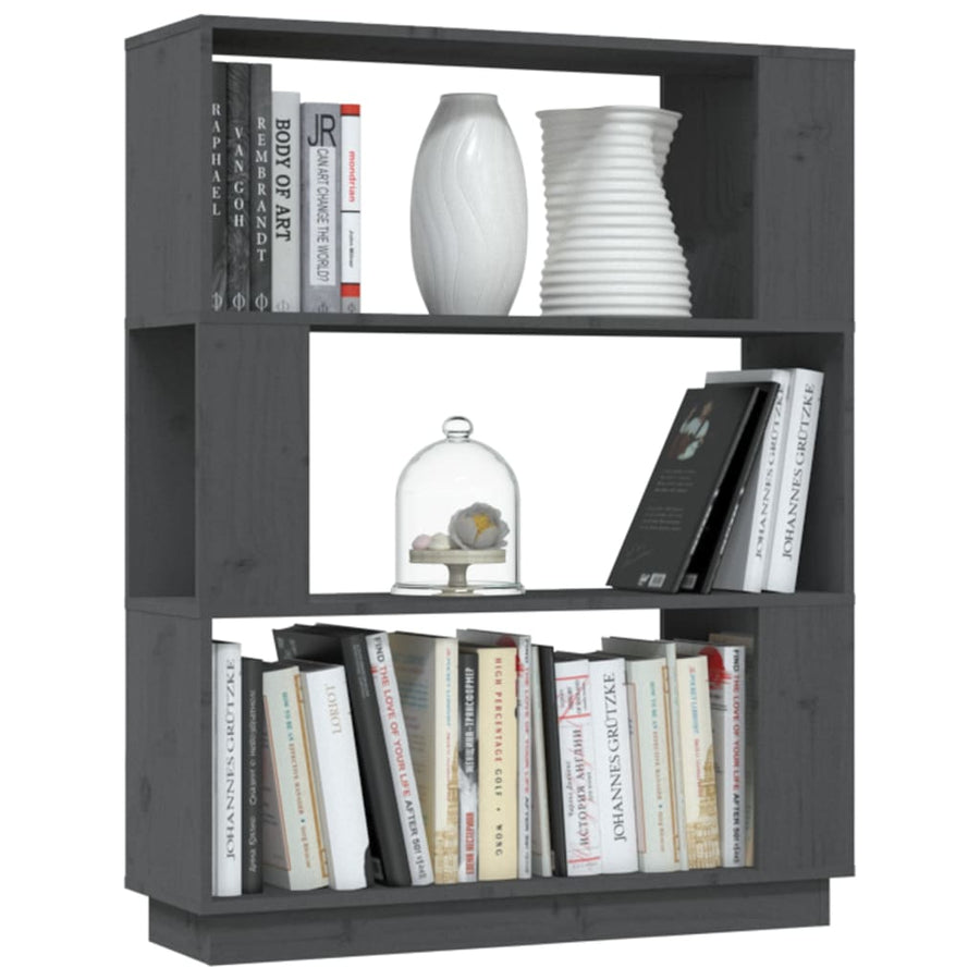 Boekenkast/Kamerscherm 80X25X0 Cm Massief Grenenhout Grijs