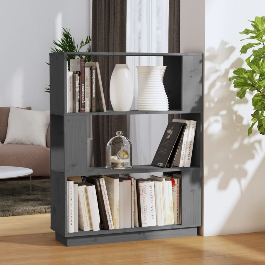 Boekenkast/Kamerscherm 80X25X0 Cm Massief Grenenhout Grijs