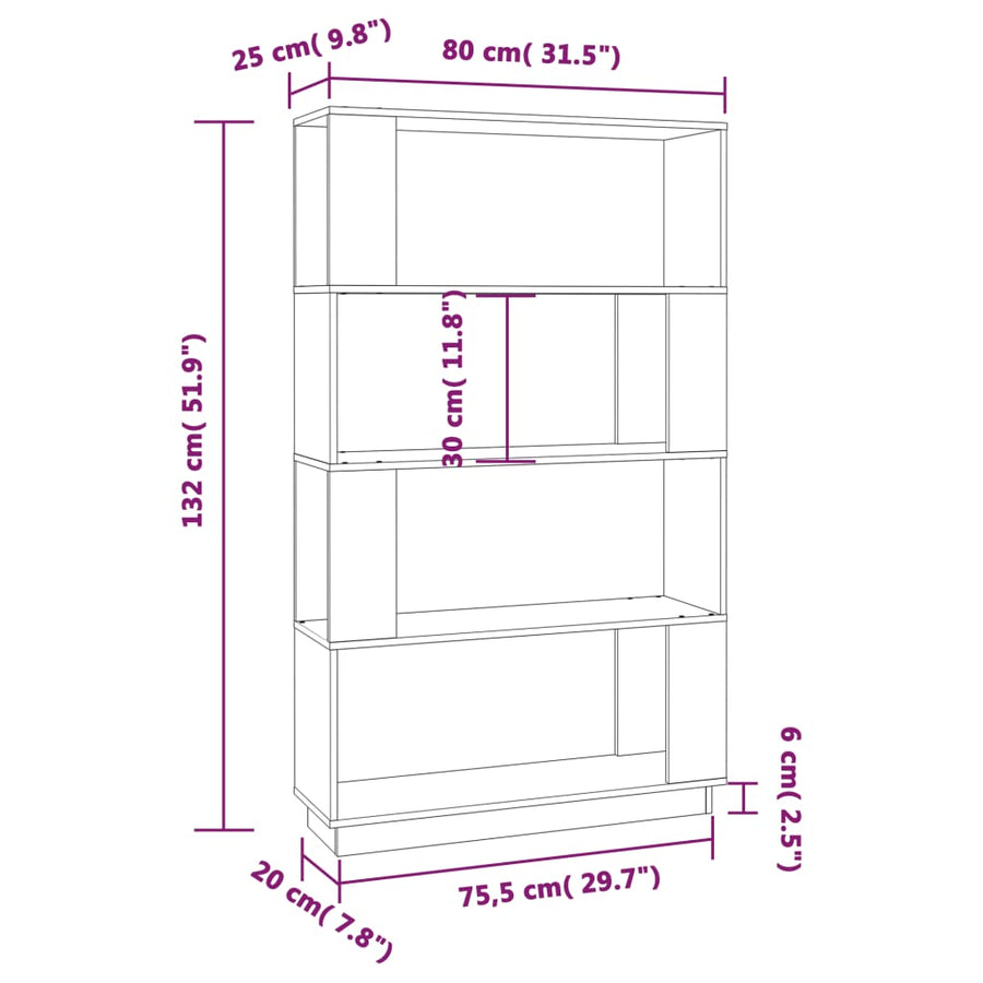 Boekenkast/Kamerscherm 80X25X32 Cm Massief Grenenhout Naturel