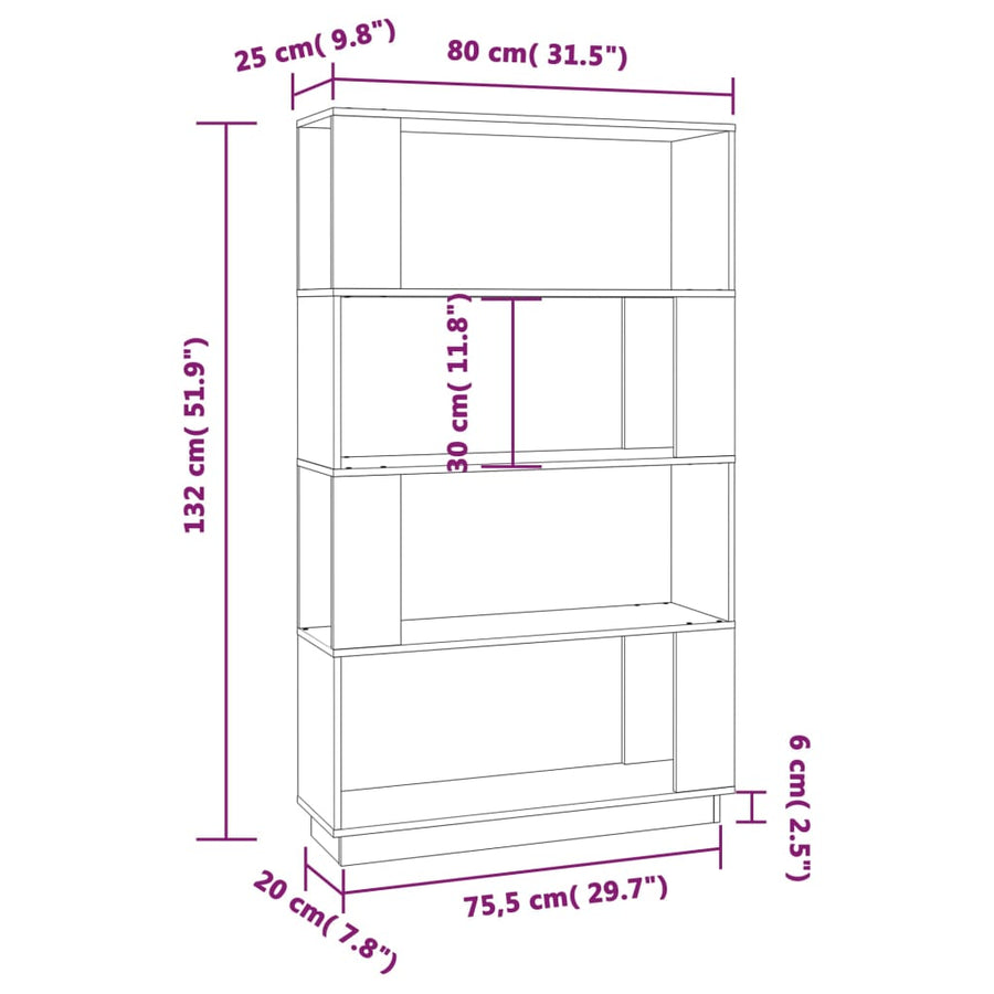 Boekenkast/Kamerscherm 80X25X32 Cm Massief Grenenhout Wit