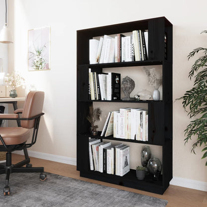 Boekenkast/Kamerscherm 80X25X32 Cm Massief Grenenhout Zwart