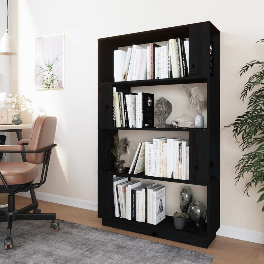 Boekenkast/Kamerscherm 80X25X32 Cm Massief Grenenhout Zwart