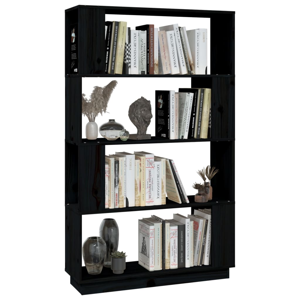 Boekenkast/Kamerscherm 80X25X32 Cm Massief Grenenhout Zwart