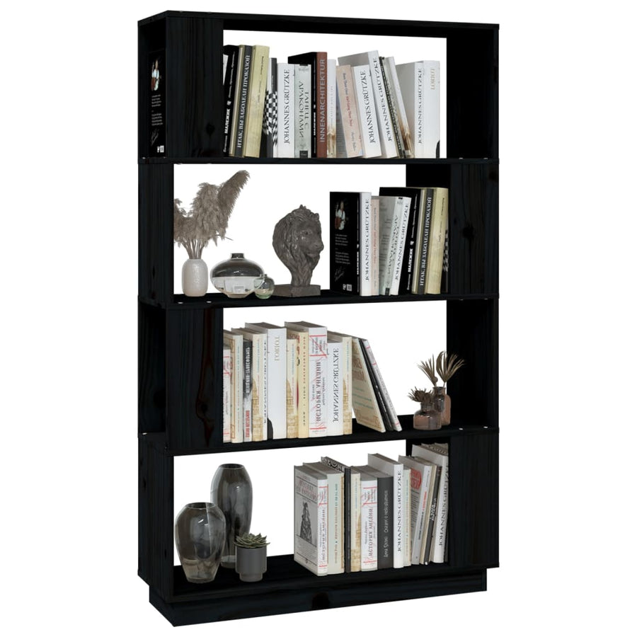 Boekenkast/Kamerscherm 80X25X32 Cm Massief Grenenhout Zwart