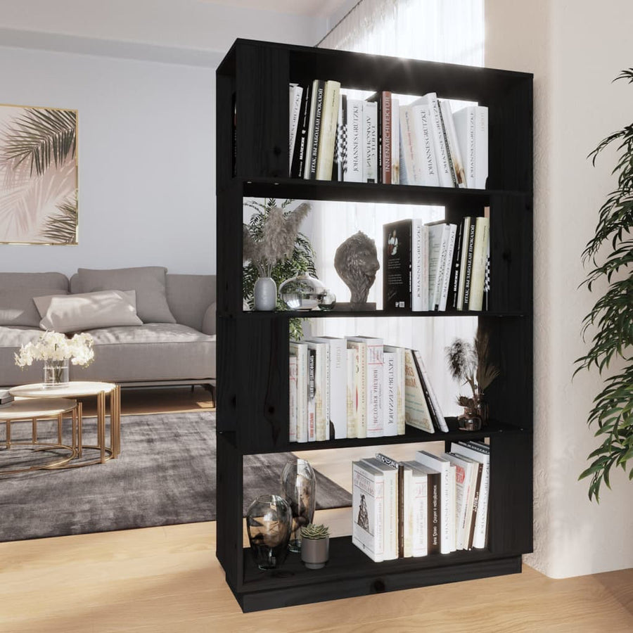 Boekenkast/Kamerscherm 80X25X32 Cm Massief Grenenhout Zwart