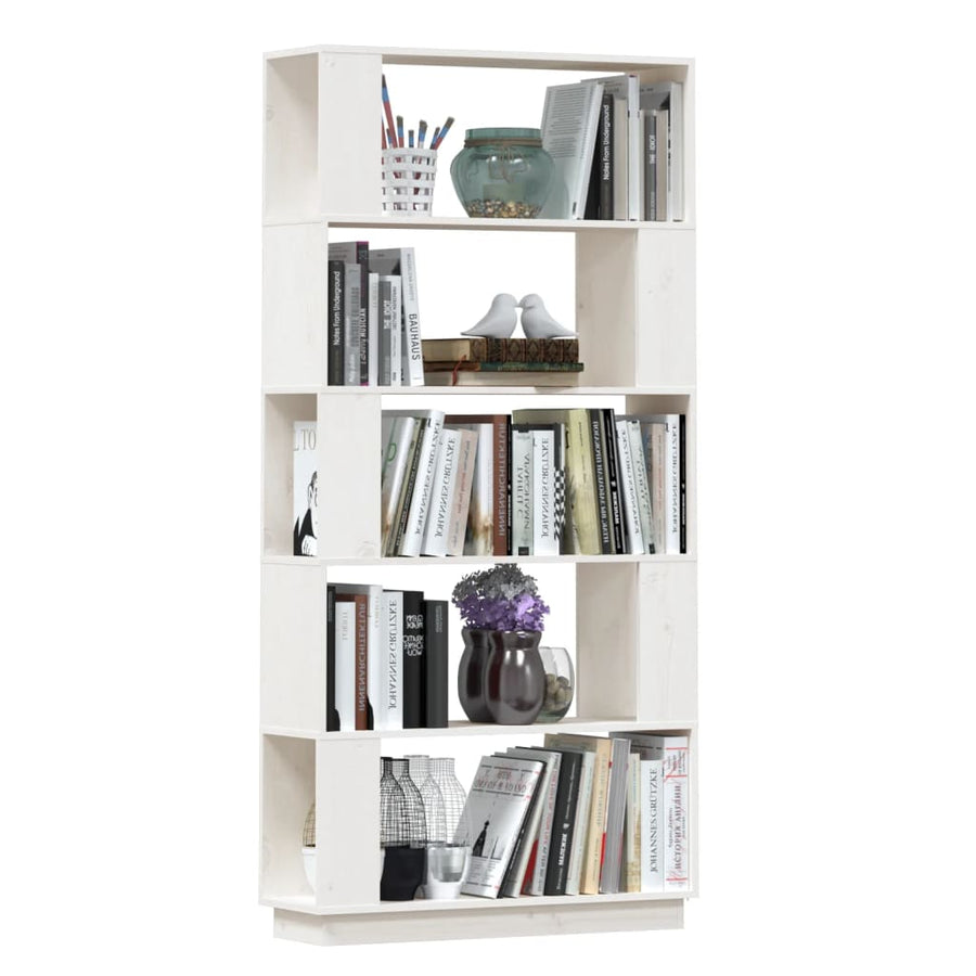 Boekenkast/Kamerscherm 80X25X163,5 Cm Massief Grenenhout Wit