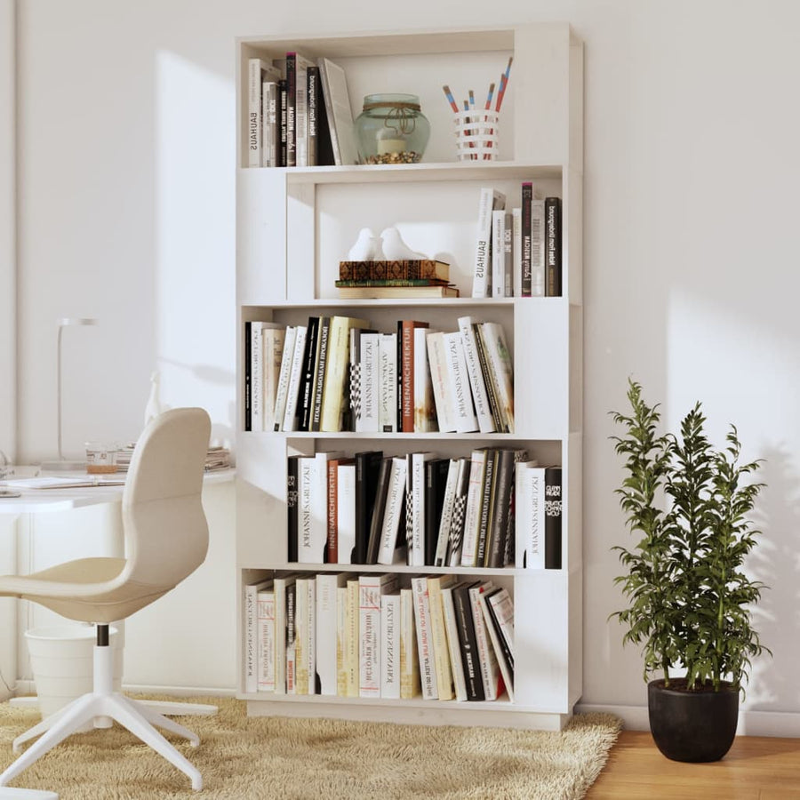 Boekenkast/Kamerscherm 80X25X163,5 Cm Massief Grenenhout Wit