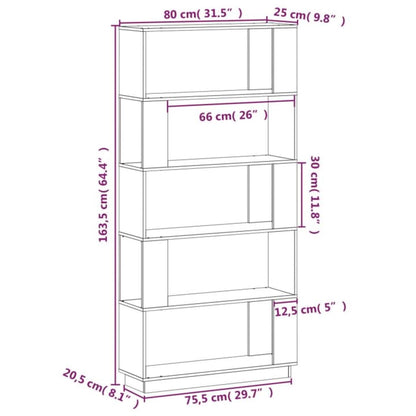Boekenkast/Kamerscherm 80X25X163,5 Cm Massief Grenenhout Wit