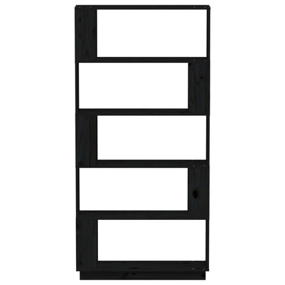 Boekenkast/Kamerscherm 80X25X63,5 Cm Massief Grenenhout Zwart