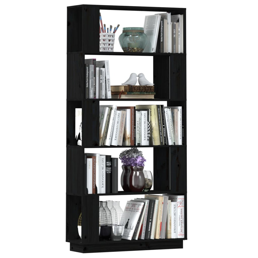 Boekenkast/Kamerscherm 80X25X63,5 Cm Massief Grenenhout Zwart