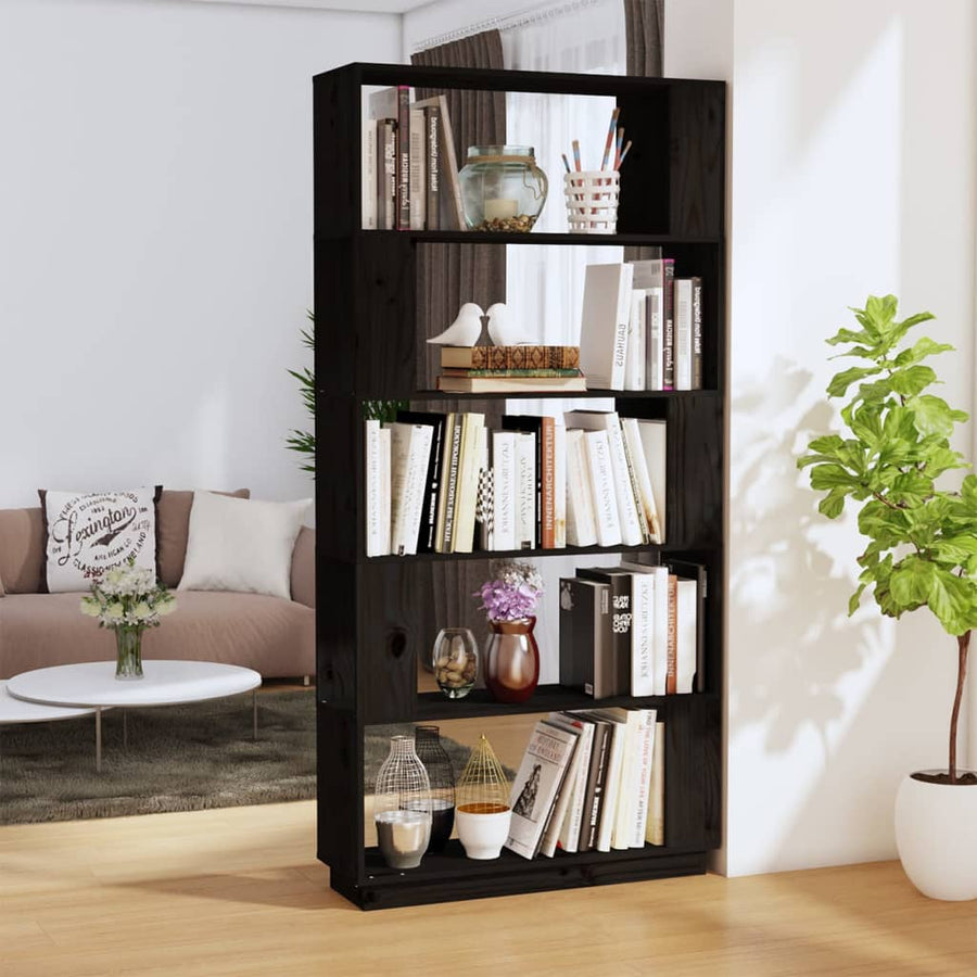 Boekenkast/Kamerscherm 80X25X63,5 Cm Massief Grenenhout Zwart