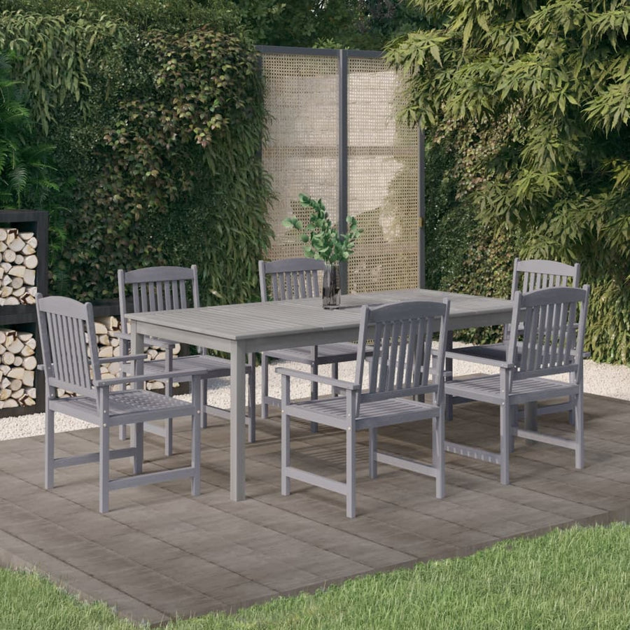 7-Delige Tuinset Massief Acaciahout Grijs 7