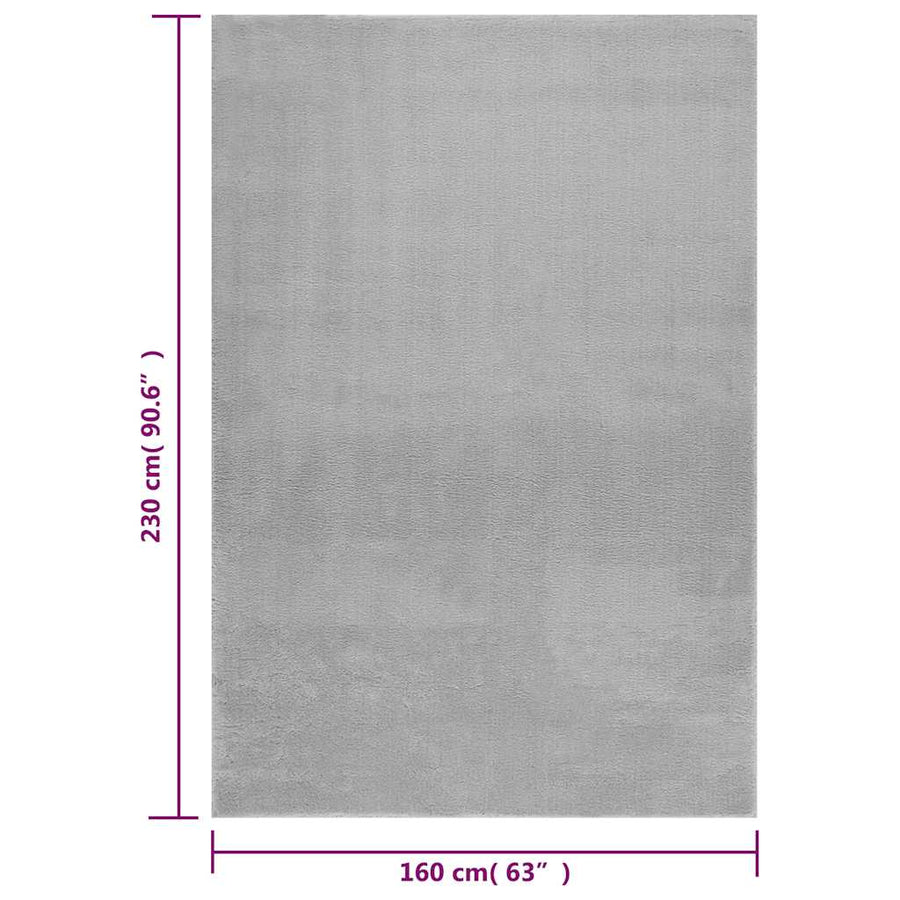 Vloerkleed wasbaar korte pool anti-slip 160x230 cm grijs