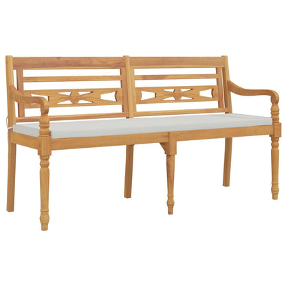 Bankje Batavia Met Kussen Massief Teakhout 150 cm Wit