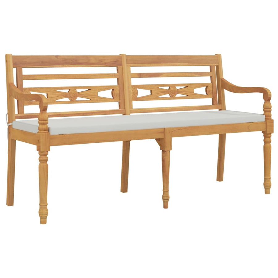 Bankje Batavia Met Kussen Massief Teakhout 150 cm Wit