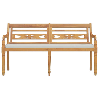 Bankje Batavia Met Kussen Massief Teakhout 150 cm Wit