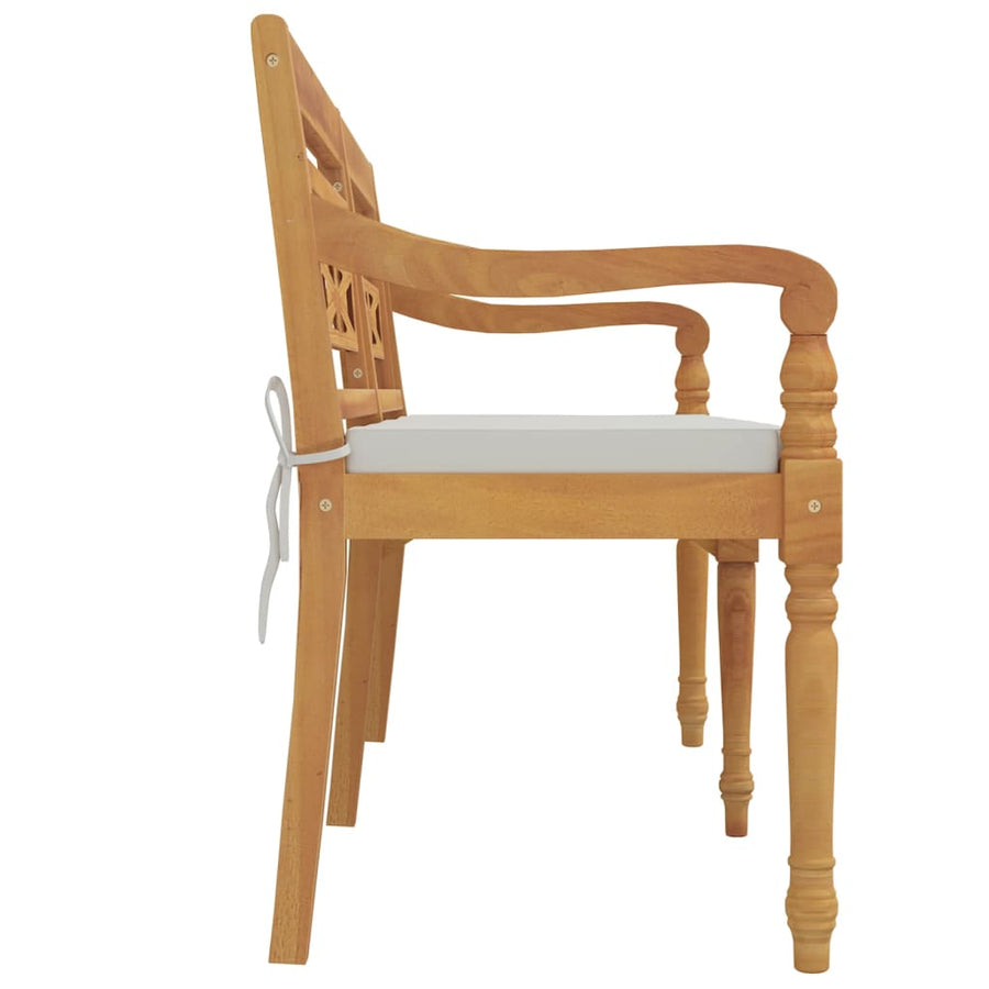 Bankje Batavia Met Kussen Massief Teakhout 150 cm Wit