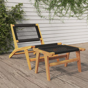Garden chair with footrest solid teak and polyester