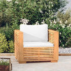 Garden chair with cream-colored cushions solid teak