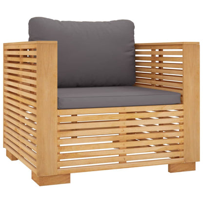 Tuinstoel Met Donkergrijze Kussens Massief Teakhout Donkergrijs Fauteuil