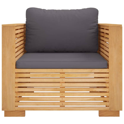 Tuinstoel Met Donkergrijze Kussens Massief Teakhout Donkergrijs Fauteuil