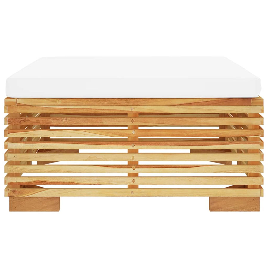 2-Delige Loungeset Massief Teakhout Crème voetensteun + Tafel