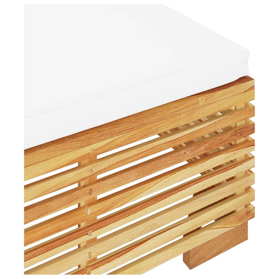 2-Delige Loungeset Massief Teakhout Crème voetensteun + Tafel