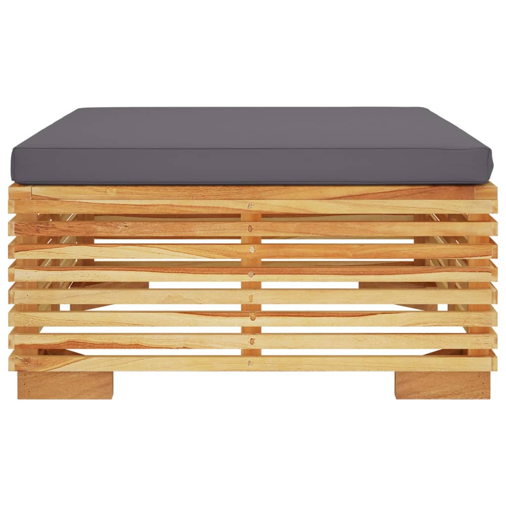 2-Delige Loungeset Massief Teakhout Donkergrijs voetensteun + Tafel