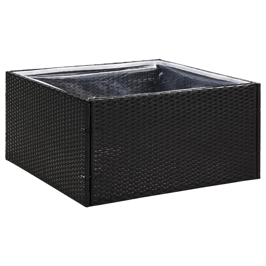 Plantenbak Poly Rattan 80 x 80 x 40 cm Zwart