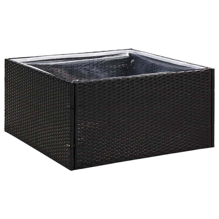 Plantenbak Poly Rattan 80 x 80 x 40 cm Zwart