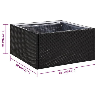Plantenbak Poly Rattan 80 x 80 x 40 cm Zwart