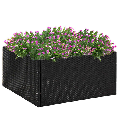 Plantenbak Poly Rattan 80 x 80 x 40 cm Zwart