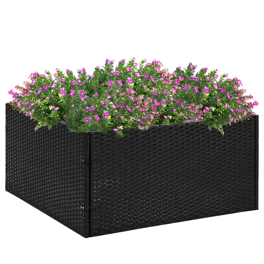 Plantenbak Poly Rattan 80 x 80 x 40 cm Zwart