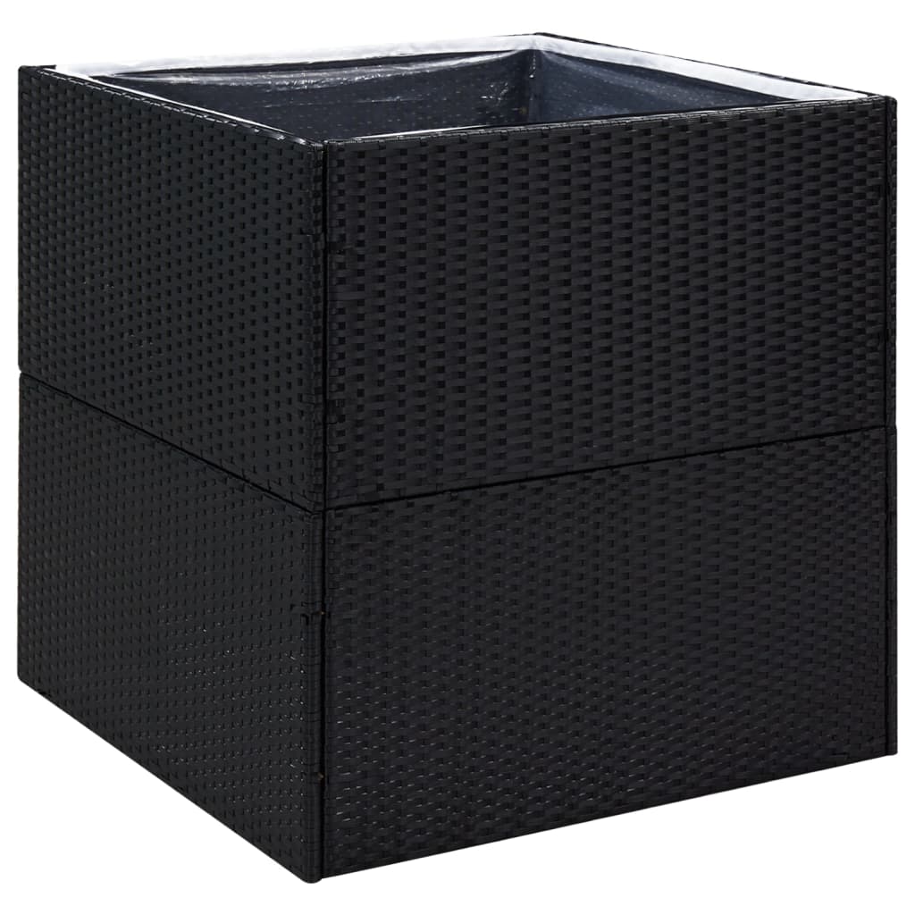 Plantenbak Poly Rattan 80 x 80 x 80 cm Zwart