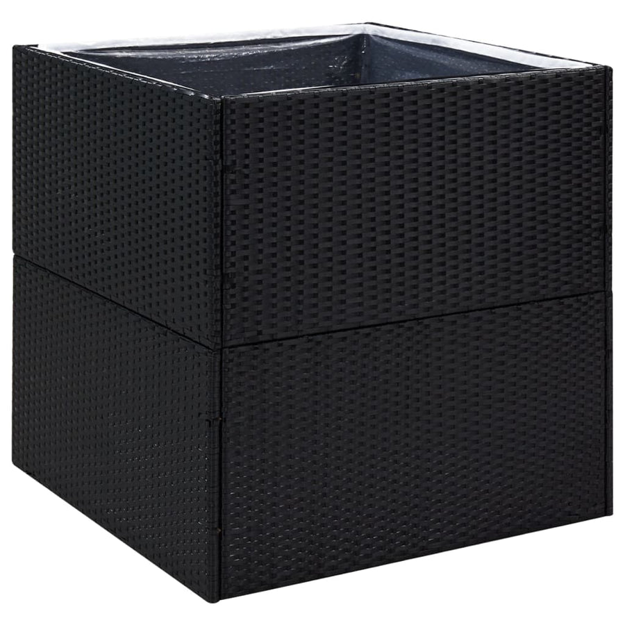 Plantenbak Poly Rattan 80 x 80 x 80 cm Zwart